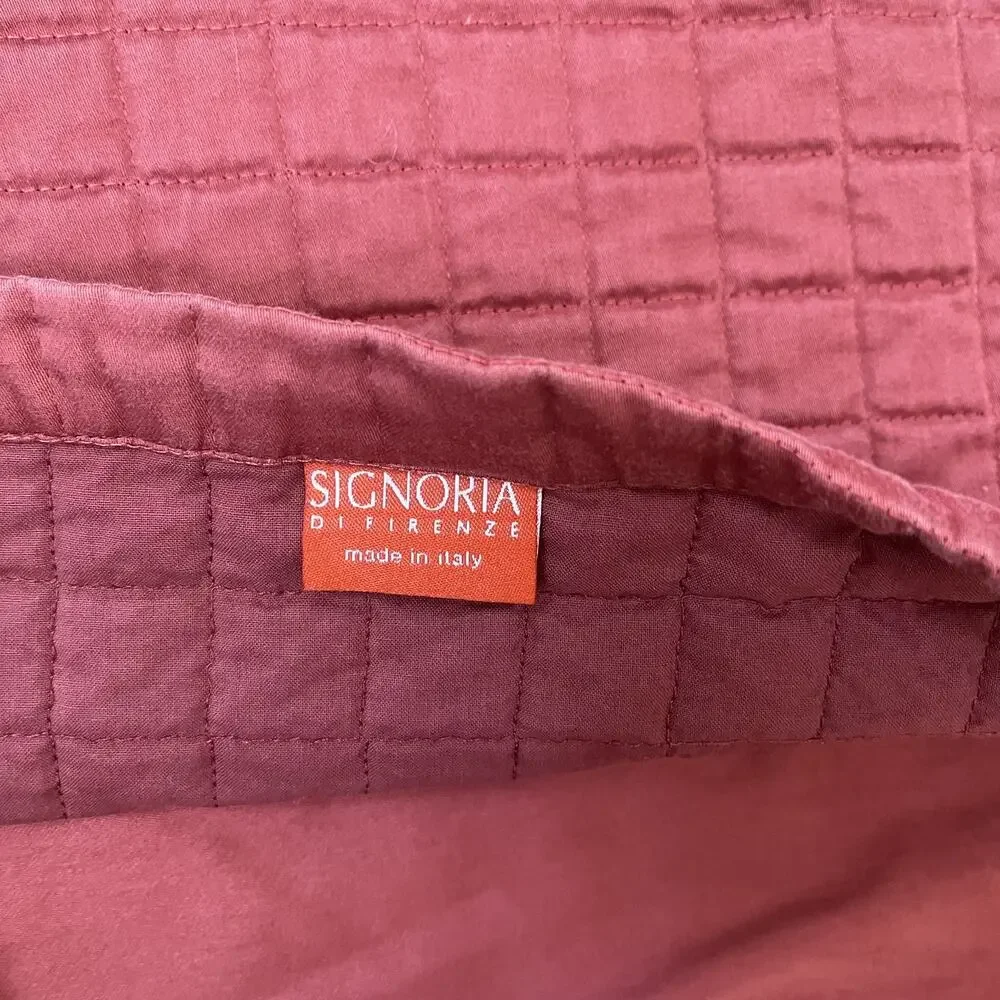 Signoria Firenze Quilted Square Pillow Shams Set of 3 25 x 25 in Maroon Cotton